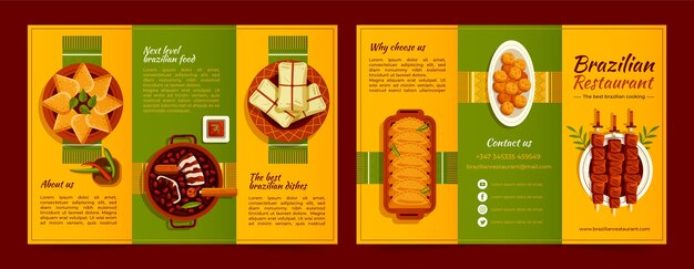 Free vector hand drawn brazilian restaurant brochure