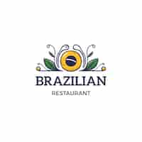 Vettore gratuito modello di logo del ristorante brasiliano disegnato a mano