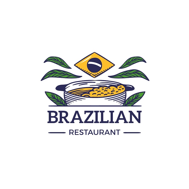 Hand drawn brazilian restaurant logo template