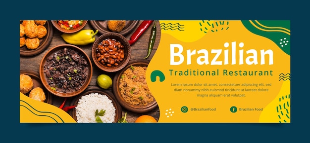 Free vector hand drawn brazilian restaurant template