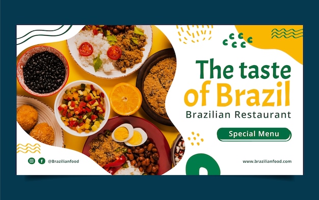 Vettore gratuito modello di ristorante brasiliano disegnato a mano