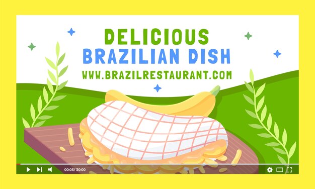 Hand drawn brazilian restaurant youtube thumbnail template