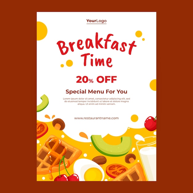 Free vector hand drawn breakfast flyer template