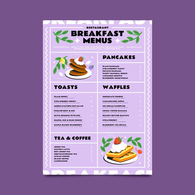 Hand drawn breakfast flyer template