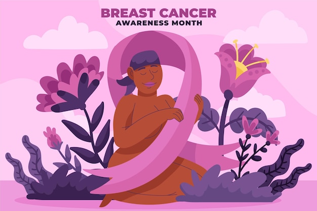 Hand drawn breast cancer awareness month background