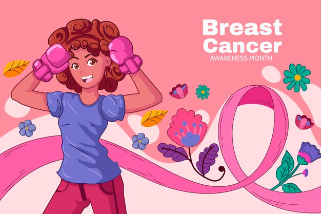 Hand drawn breast cancer awareness month background