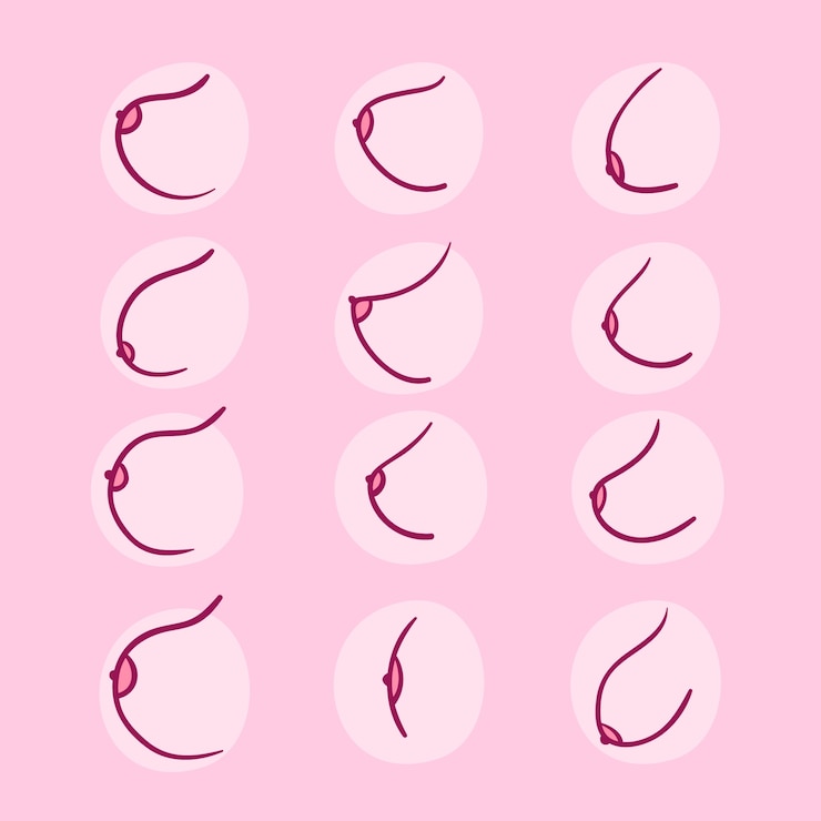 無料Vector 手描きの乳がん啓発月間乳房タイプコレクション