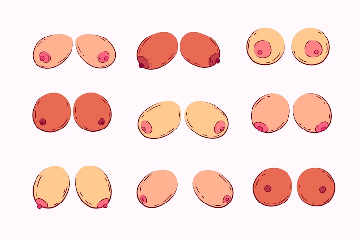 無料Vector 手描き乳がん啓発月間乳房タイプ図