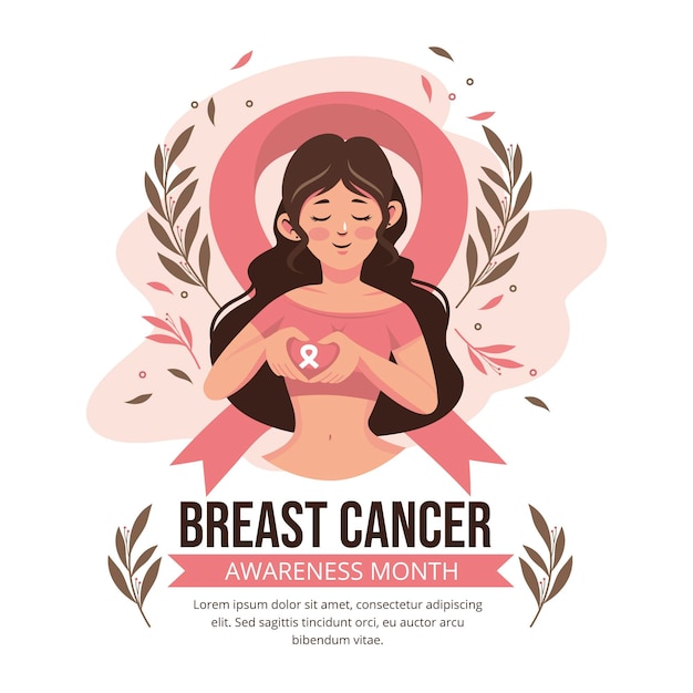 Hand drawn breast cancer awareness month illustration