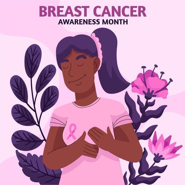 hand drawn breast cancer awareness month illustration