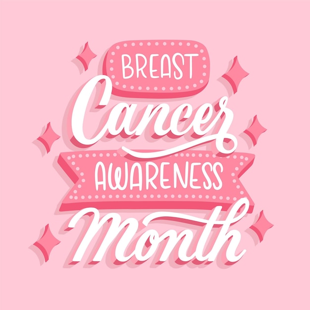 Free vector hand drawn breast cancer awareness month lettering