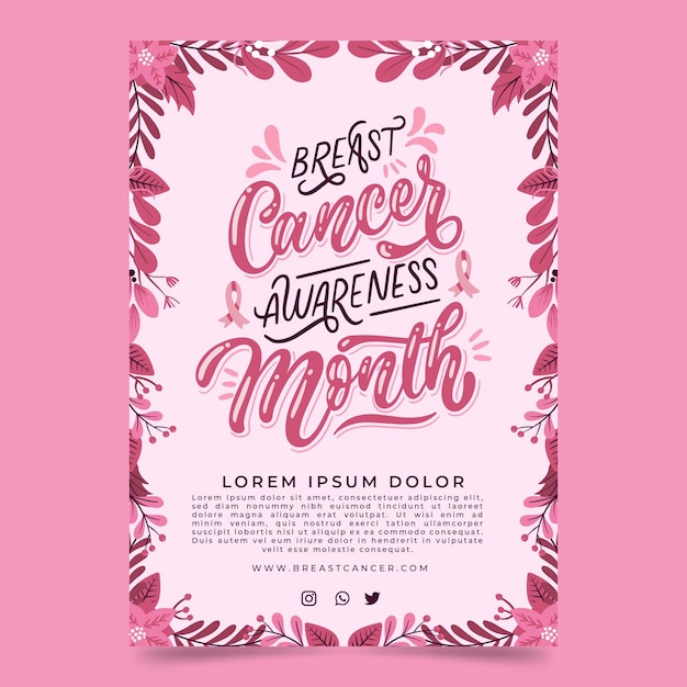 Free vector hand drawn breast cancer awareness month vertical poster template