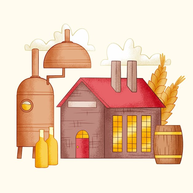 Free vector hand drawn brewery illustration