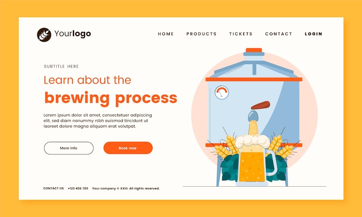 Free Vector hand drawn brewery landing page template