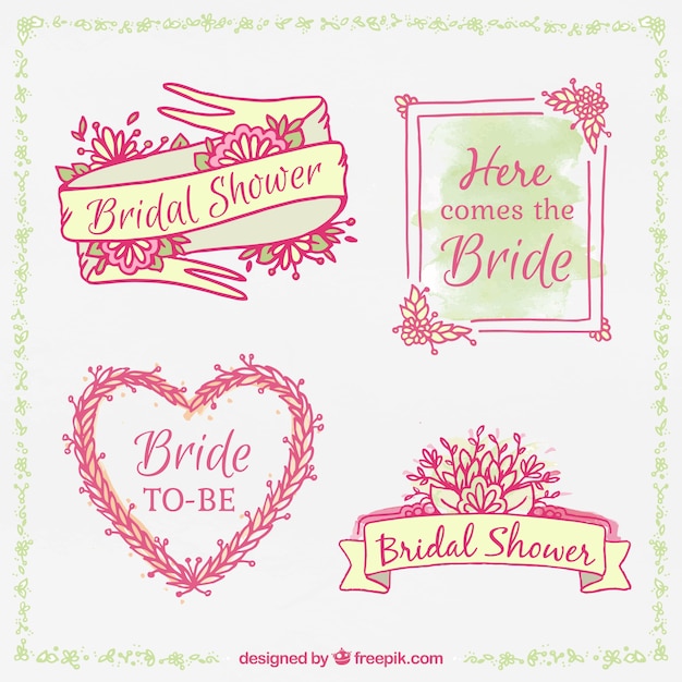 Hand-drawn bridal shower frames