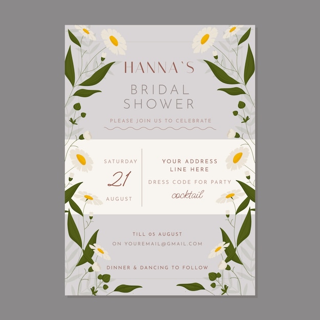 Hand Drawn Bridal Shower Invitation Template
