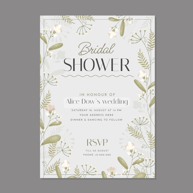 Free vector hand drawn bridal shower invitation template