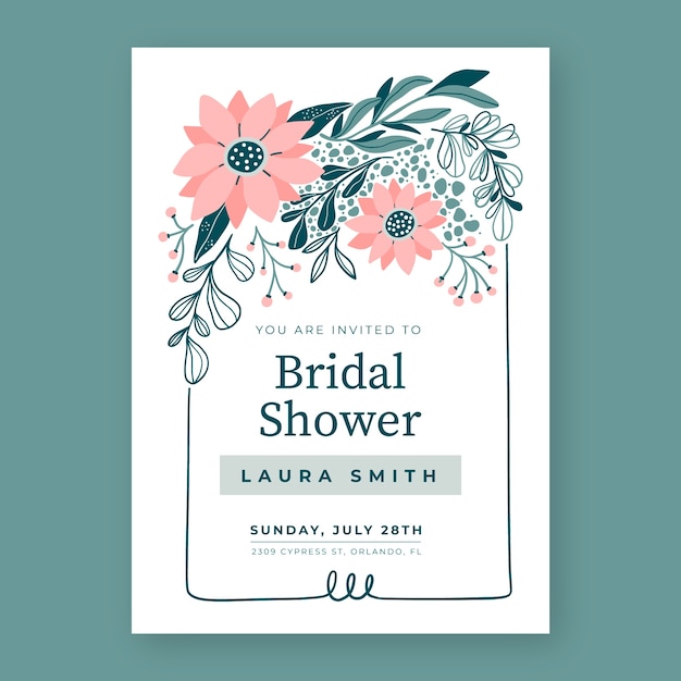 Free vector hand drawn bridal shower invitation