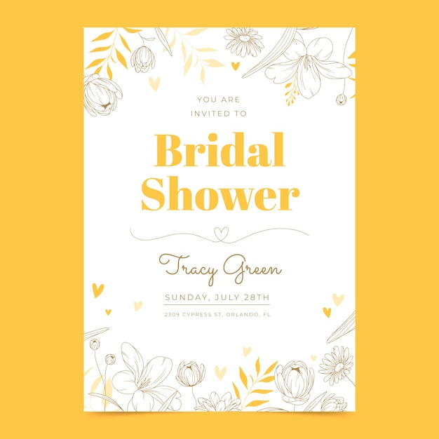 Free vector hand drawn bridal shower invitation