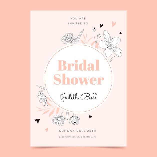 Free vector hand drawn bridal shower invitation