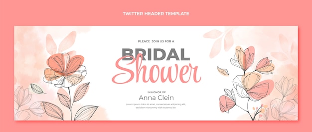 Hand drawn bridal shower twitter header