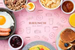 Free vector hand drawn brunch food pattern background