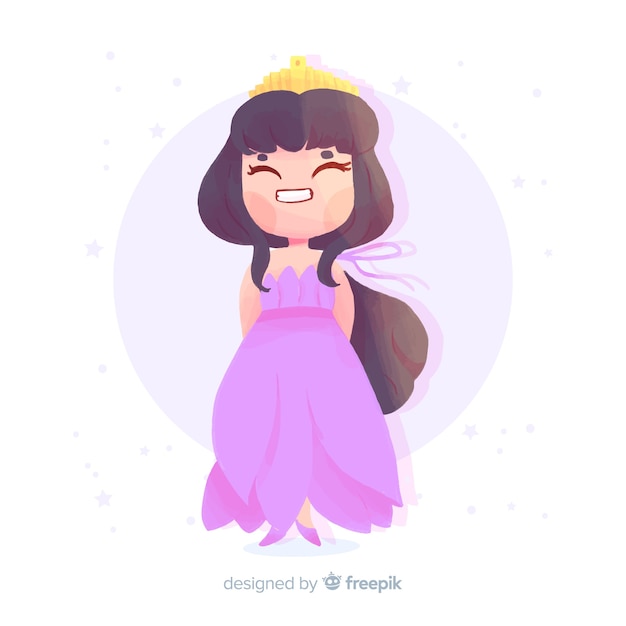 Free vector hand drawn brunette princess portrait