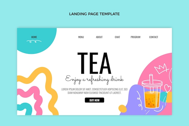 Hand drawn bubble tea landing page