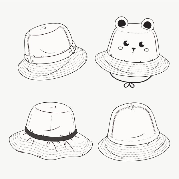 Hand drawn bucket  hat illustration