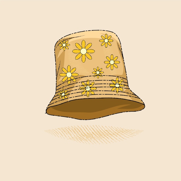 Vettore gratuito illustrazione di cappello a secchio disegnato a mano