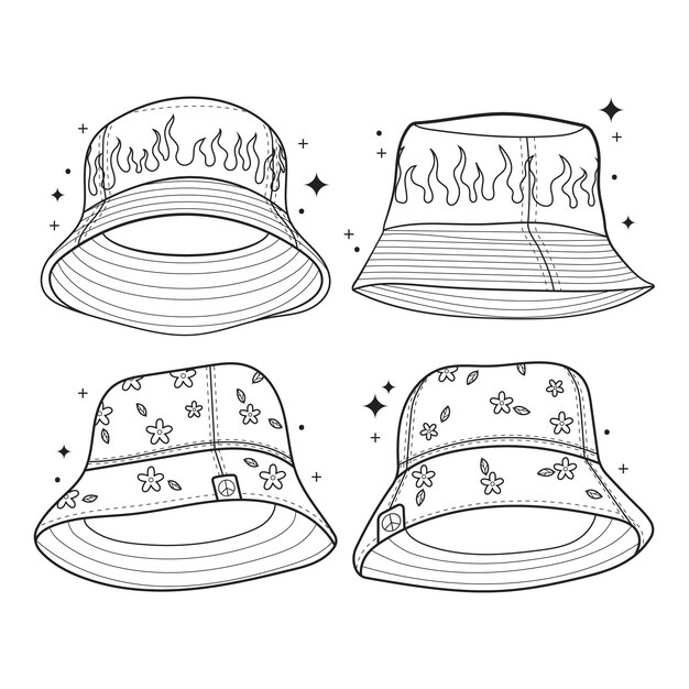 Vettore gratuito illustrazione di un cappello a secchio disegnato a mano