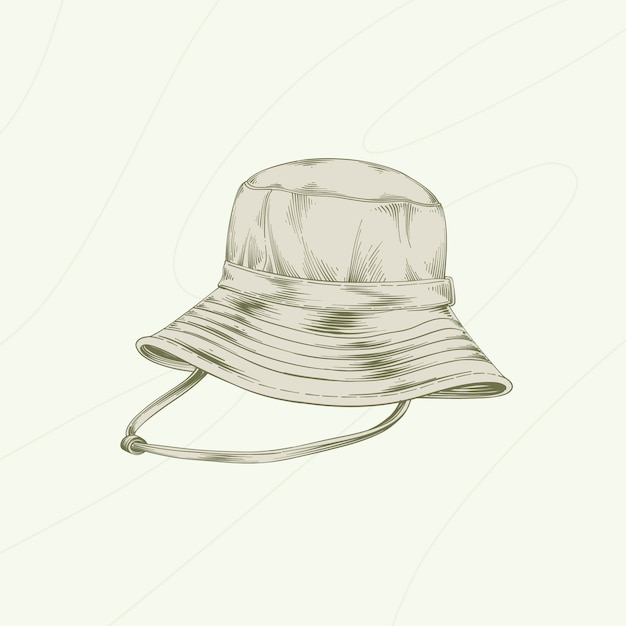 Vettore gratuito illustrazione di un cappello a secchio disegnato a mano