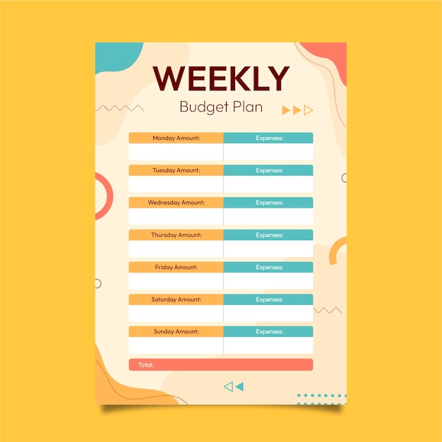 Free vector hand drawn budget planner template