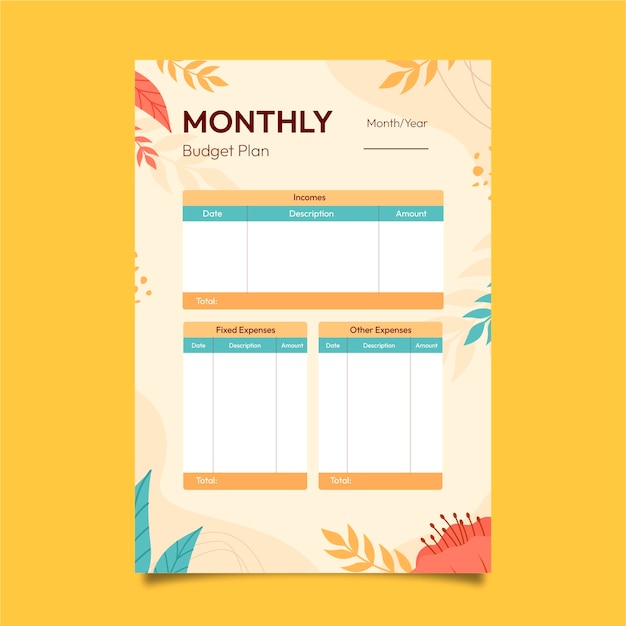 Hand drawn budget planner template