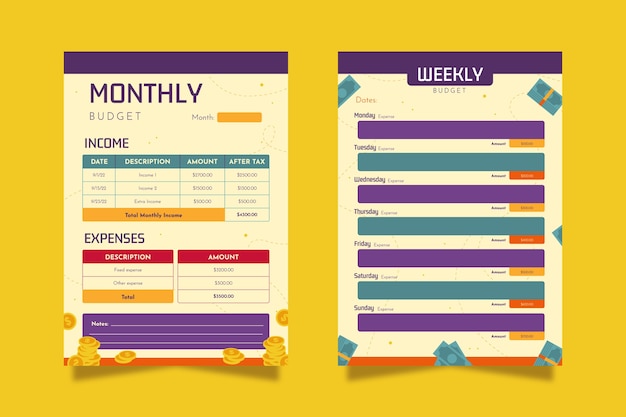 Free vector hand drawn budget planner template