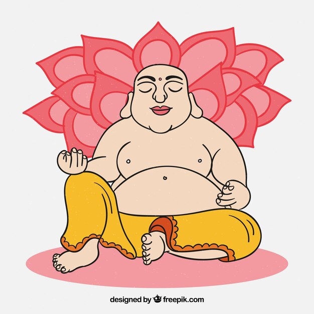 カラフルなスタイルで手描きのbudha