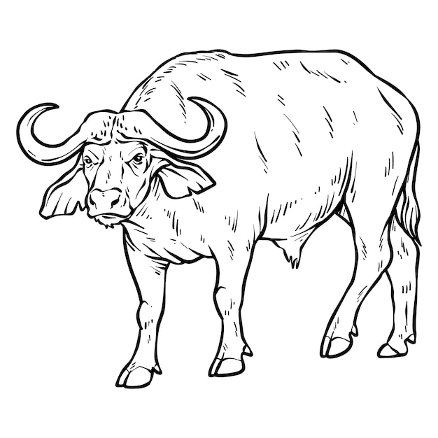 Нарисованная рукой иллюстрация контура буйвола