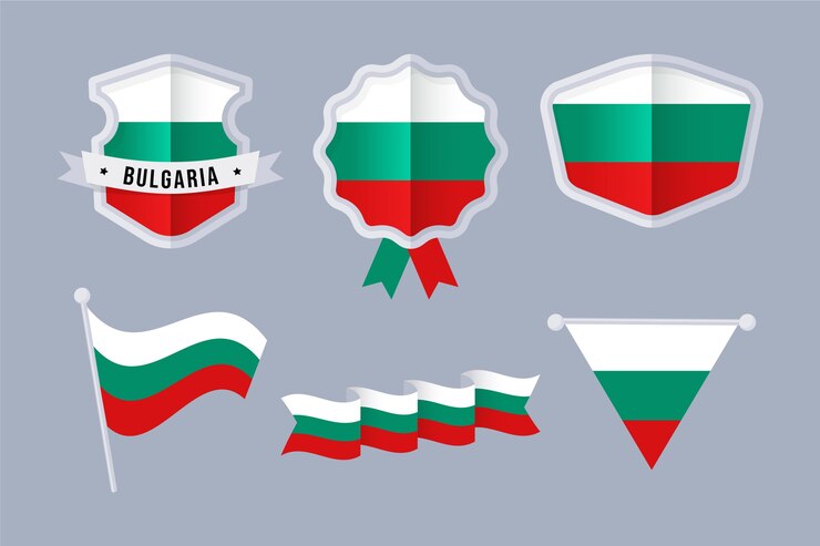 Бесплатный Вектор коллекция рисованной болгарского флага и национальных гербов