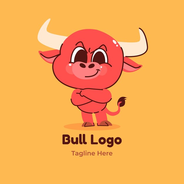 手描きの雄牛のロゴのテンプレート
