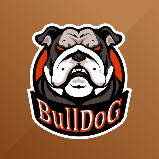 Modello di logo del bulldog disegnato a mano