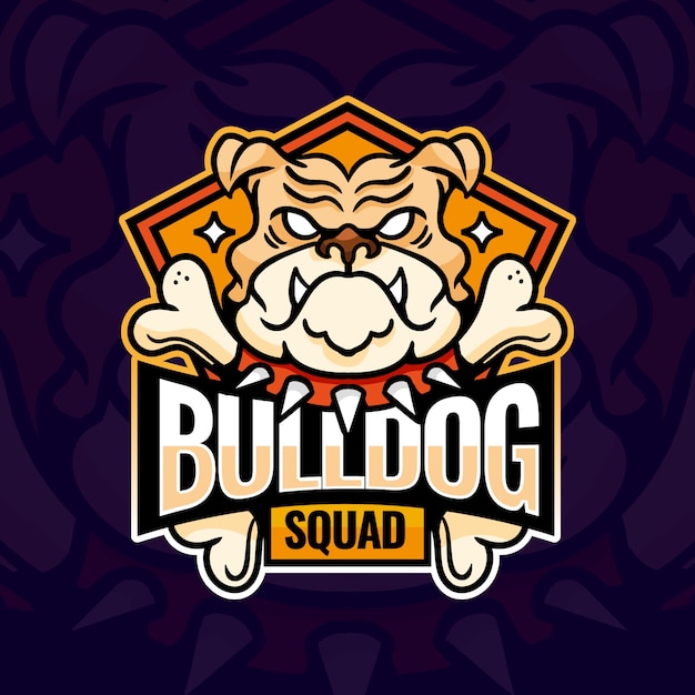 Modello di logo del bulldog disegnato a mano