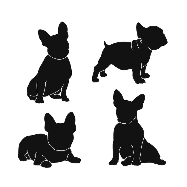 Vettore gratuito silhouette di bulldog disegnata a mano