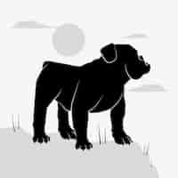 Vettore gratuito silhouette di bulldog disegnata a mano