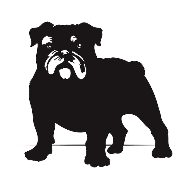 Silhouette di bulldog disegnata a mano