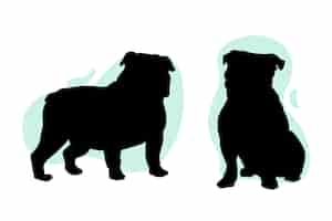 Vettore gratuito silhouette di bulldog disegnata a mano