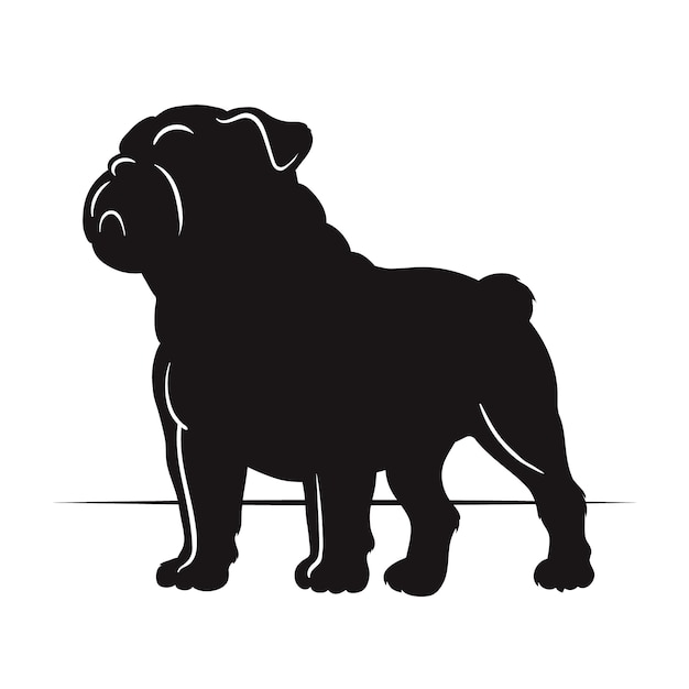 Vettore gratuito silhouette di bulldog disegnata a mano