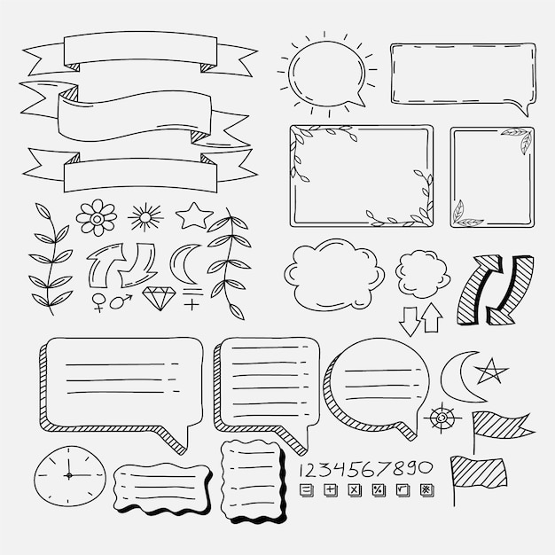 Free vector hand drawn bullet journal elements copy space