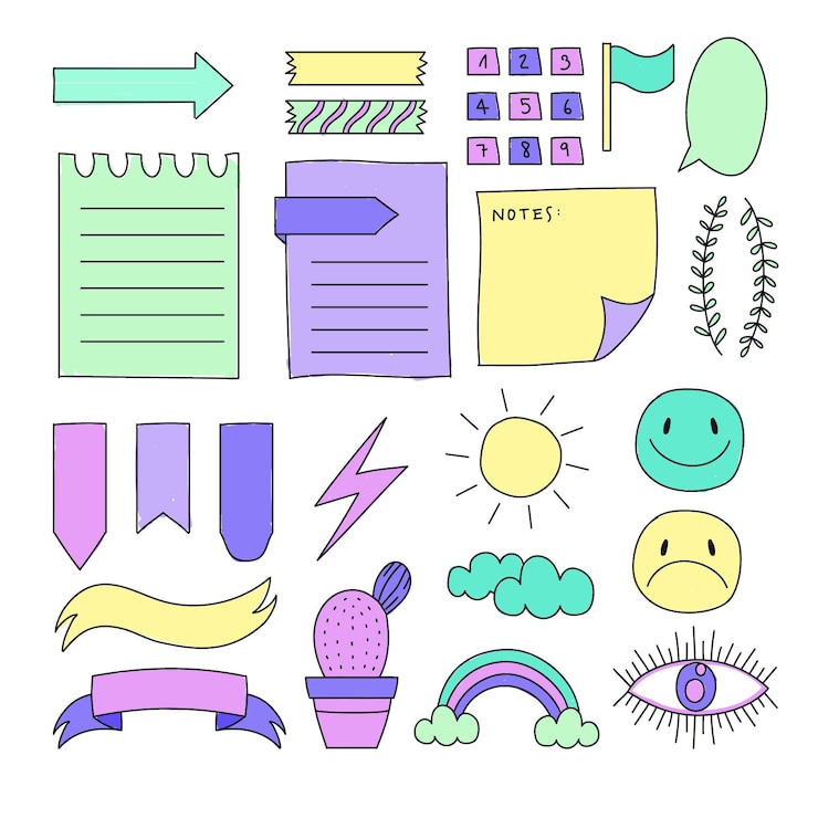 Free Vector hand drawn bullet journal elements