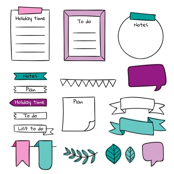 Free Vector hand drawn bullet journal elements