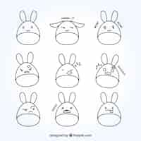 Free vector hand drawn bunnies smileys